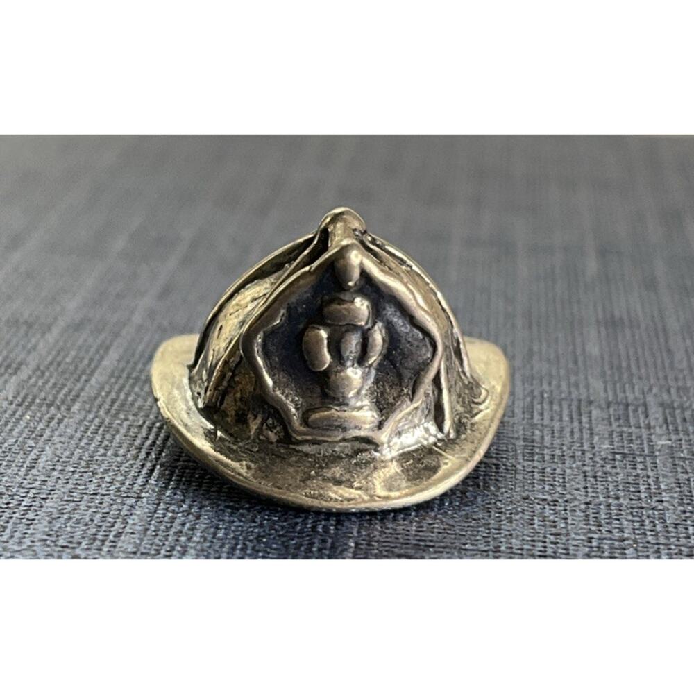 Vintage Sterling Silver Firefighter Helmet Charm Pendant Fireman